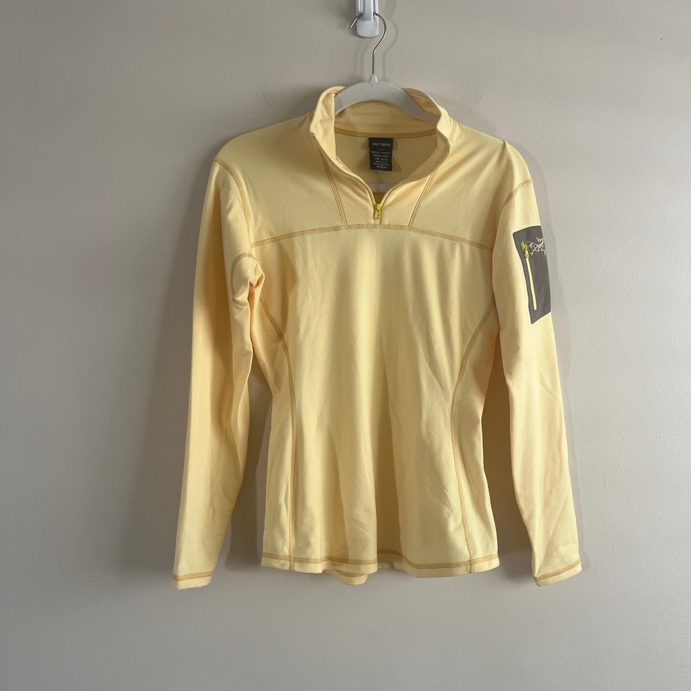 Arc'teryx Women's Butter Yellow Quarter Zip Stretch Fleece Pullover L Arcteryx